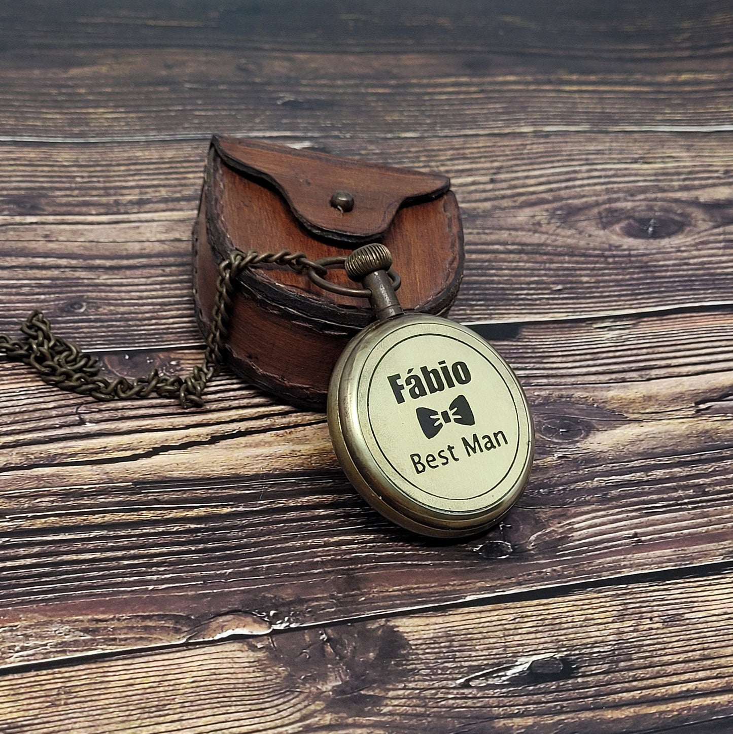 Personalized Pocket Watch & Chain, engraved watch, custom watch, monogram watch, mens gift, groomsmen watch, anniversary gift, valentines