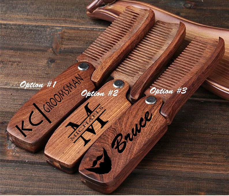 Personalized wood comb, custom beard combs, hair comb, birthday gift, anniversary gift, dopp kit, mens gift, folding comb, fathers day