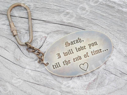 personalized keychain, solid brass custom engraved, monogram or any other text, heavy duty keychain, custom keyring, mothers day