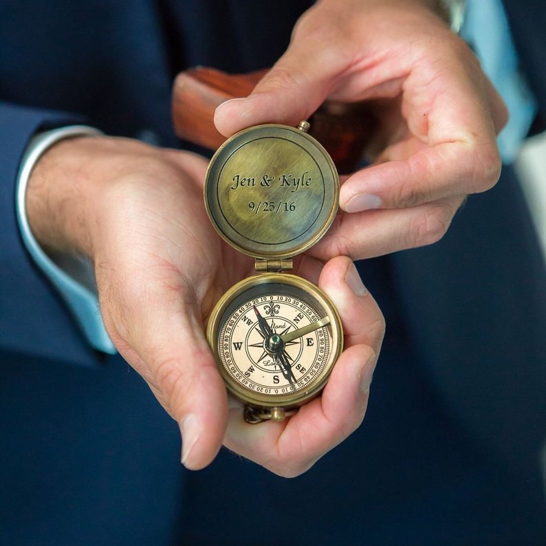 custom engraved nautical compass, leather pouch included, groomsmen gift idea, wedding favors, corporate events, mens gift, mothers day