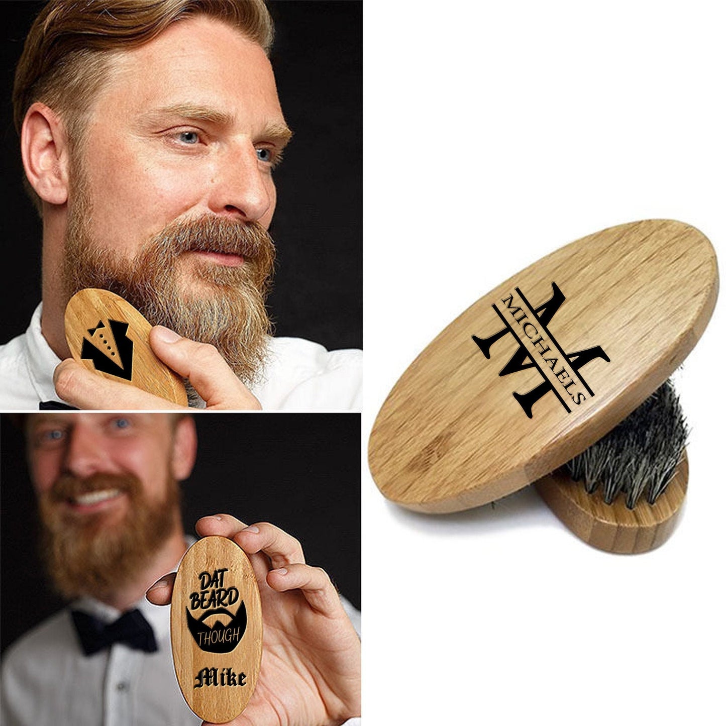 Wooden beard brush, personalized brush, grooming brush, groomsmen gift, mens gift, engraved wooden brush, gift for men, fathers day