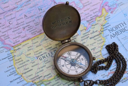 Personalized Compass Anniversary Gifts For Men Brass Compass Birthday Gift For Dad Groomsmen Gift For Him Christmas Gifts For Him, Christmas