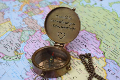 Personalized Compass Anniversary Gifts For Men Brass Compass Birthday Gift For Dad Groomsmen Gift For Him Christmas Gifts For Him, Christmas