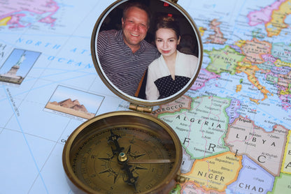 photo compass, personalized compass, picture compass, groomsmen gift, corporate gift idea, engraved compass, anniversary gift, valentines