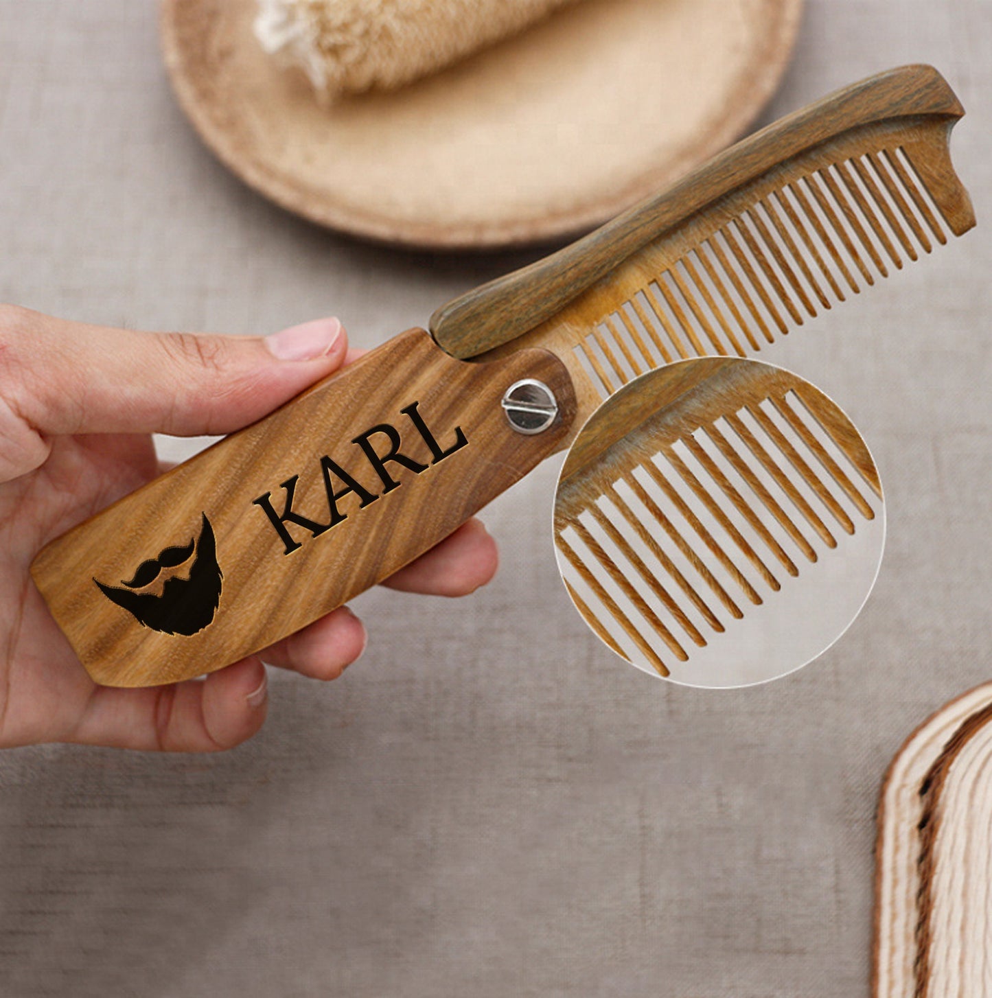 Personalized Beard & Brush Gift Set, beard comb, beard brush, mens gift, gifts for men, wood comb, engraved comb, groomsmen, fathers day