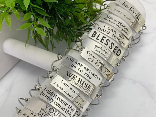 Personalized Bangle - Stainless Steel Bracelet - Personalized Bangle - Cuff Bracelet - Custom Text - Bridesmaid Gift - For her - valentines