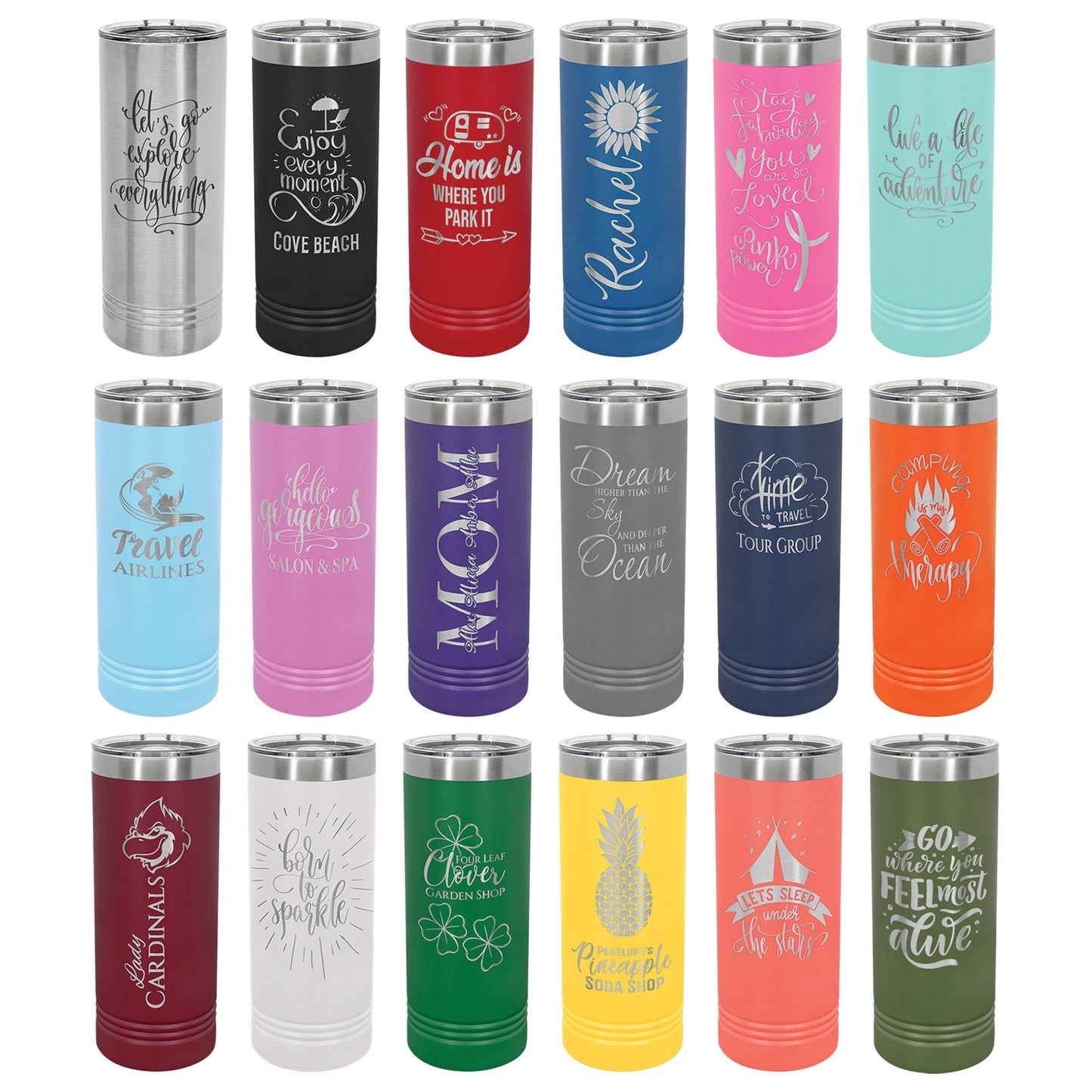 Personalized Skinny Tumblers | Custom Skinny Tumblers | SHOPBGENIUS